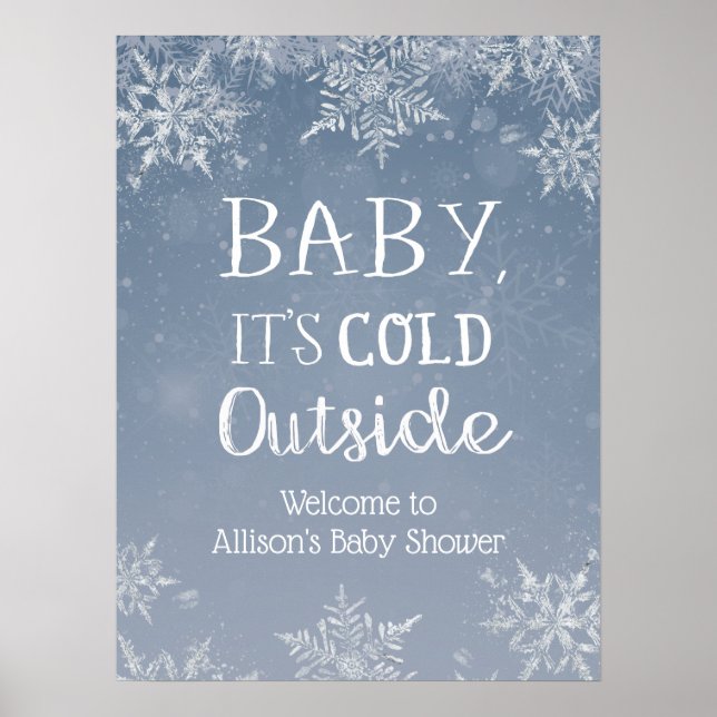 Poster Baby It's Fold Winter Chá de fraldas Sinal de Boas (Frente)