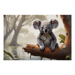 Póster Baby Koala por um Pond