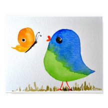 Baby Nursert wallart_ Watercolor Blue Bird