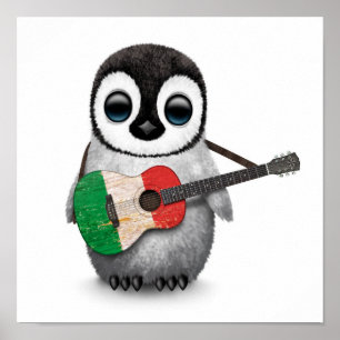 Póster Baby Penguin Tocando Pavilhão Italiano