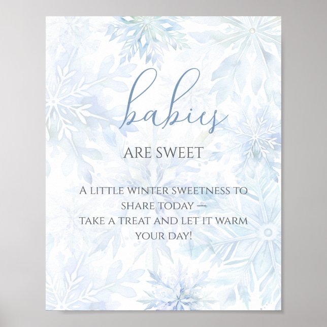 Poster Baby Shower Boy Blue Snowflake Babies are Sweet  (Frente)