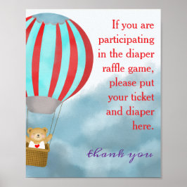 Poster Baby Shower Cute Cub Diaper Raffle Sign