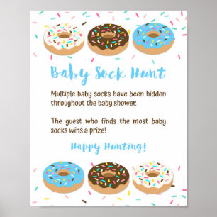 Poster Baby Sock Hunt Blue Sprinkle Game Sinal