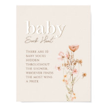 Baby Sock Sinal Para Chá de fraldas De Flor Selvag