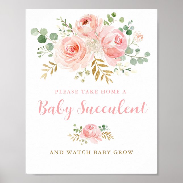 Poster Baby Succulent Favorece Sinal, Posta Floral Rosa E (Frente)