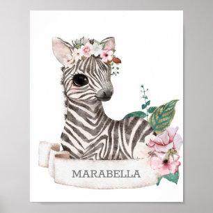 Poster *~* Baby Zebra Name Nurserly Girl Sweet