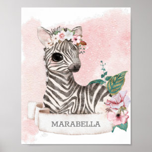 Poster *~* Baby Zebra Nursery Girl Jungle Sweet
