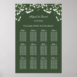 Poster Baby's Breath on Sage Green Wedding Seating Chart