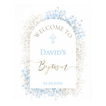 Baby's Breath white blue Baptism welcome 