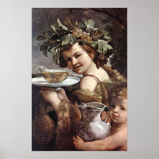 PÓSTER BACCHUS COM UVAS E VINHO (Frente)