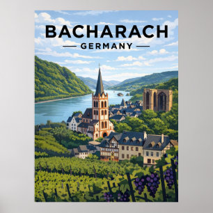 Poster Bacharach Alemanha Viagem Vintage