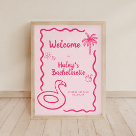 Poster Bachelorette Flamingle Final Desenhado à Mão Bem-v