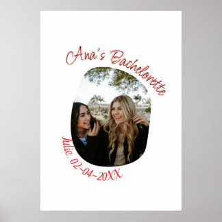 Poster bachelorette party photo name date simple circular