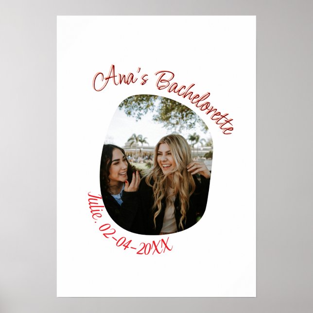 Poster bachelorette party photo name date simple circular (Frente)