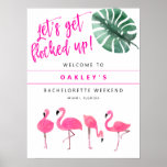 Poster Bachelorette Rosa Quente OAKLEY Flamingo Bem-vindo<br><div class="desc">Este sinal de boas-vindas da solha apresenta um bando de flamingos de aquarela e uma fonte engraçada. Par com qualquer coisa na Coleção OAKLEY para um olhar coeso.</div>