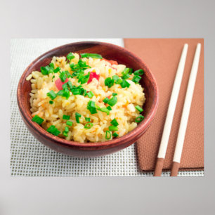 Poster Bacia de Brown com uma parcela de arroz cozinhado