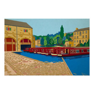 Póster Bacia do Canal de Sowerby Bridge Arte no Estilo Ma
