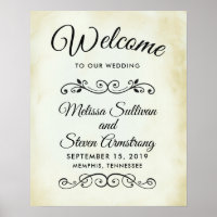 Bacia Vintage Faux Bem-vindo ao nosso Casamento