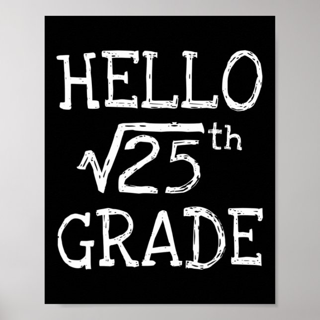 Poster Back To School 5th Grade Square Root Of 25 Math Ki (Frente)