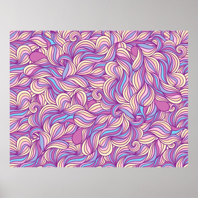 Poster Background with abstract doodle waves  (Frente)