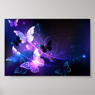Poster Background with Night Butterflies