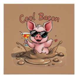 Póster "Bacon Legal" Leitão de Óculos de Sol