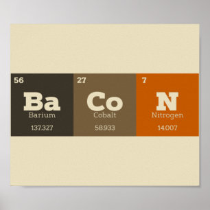 Poster Bacon Professor de Química de Mesas Periódica ou E