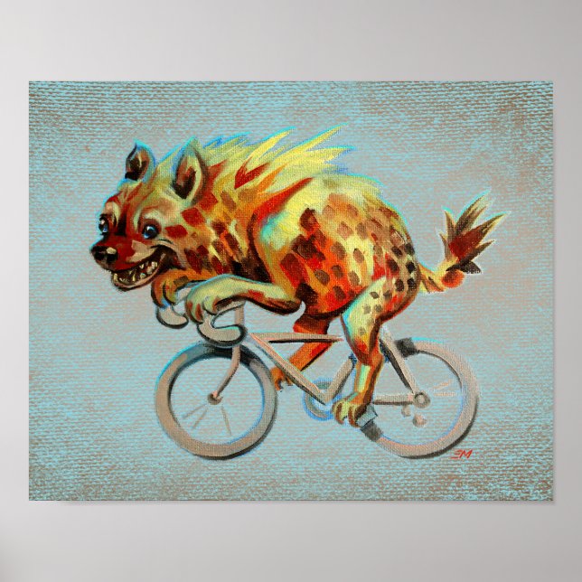 Poster Badass Hyena Andando Uma Bicicleta (Frente)