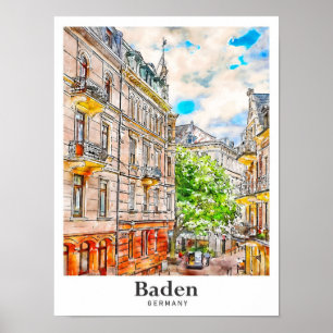 Poster Bade Alemanha Viagem Watercolor