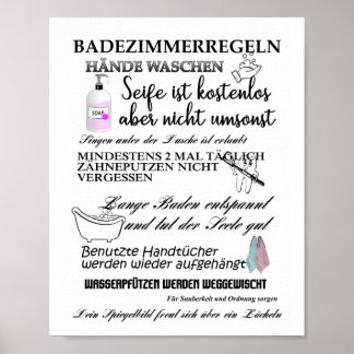Poster Badezimmerregeln - Regeln fürs Bad
