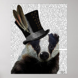 Póster Badger Steampunk em Top Hat