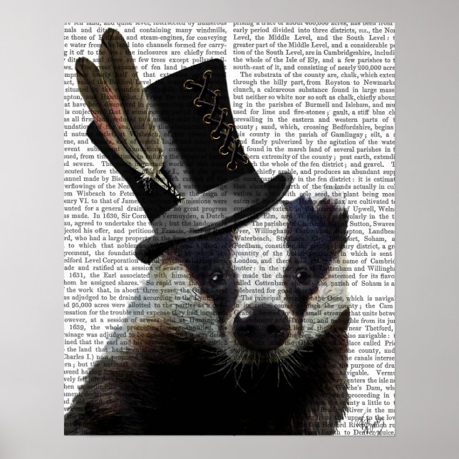 Póster Badger Steampunk no Top Hat (Frente)