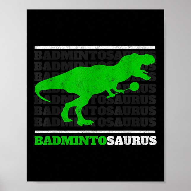 Poster Badminto Saurus Rex Birdie Shuttle Dino Badminton  (Frente)