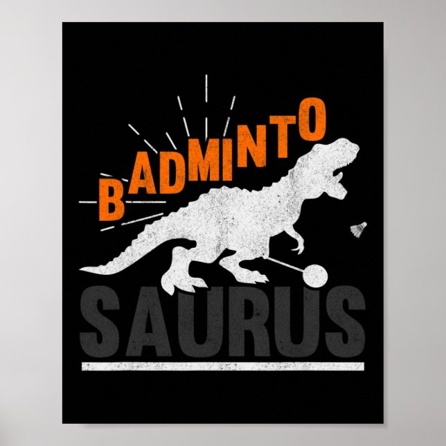 Poster Badminto Saurus Rex Birdie Shuttle Dinosaur Badmin (Frente)
