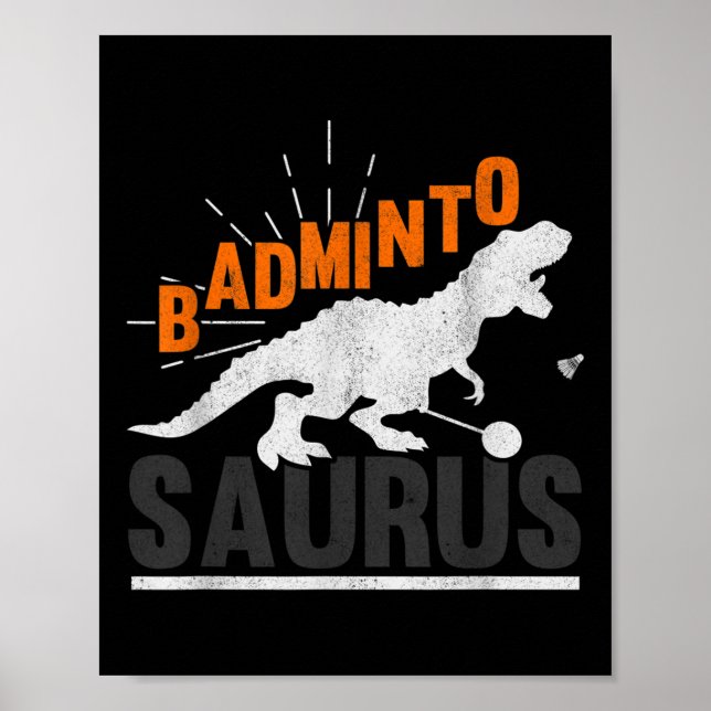 Poster Badminto Saurus Rex Birdie Shuttle Dinossauro Badm (Frente)