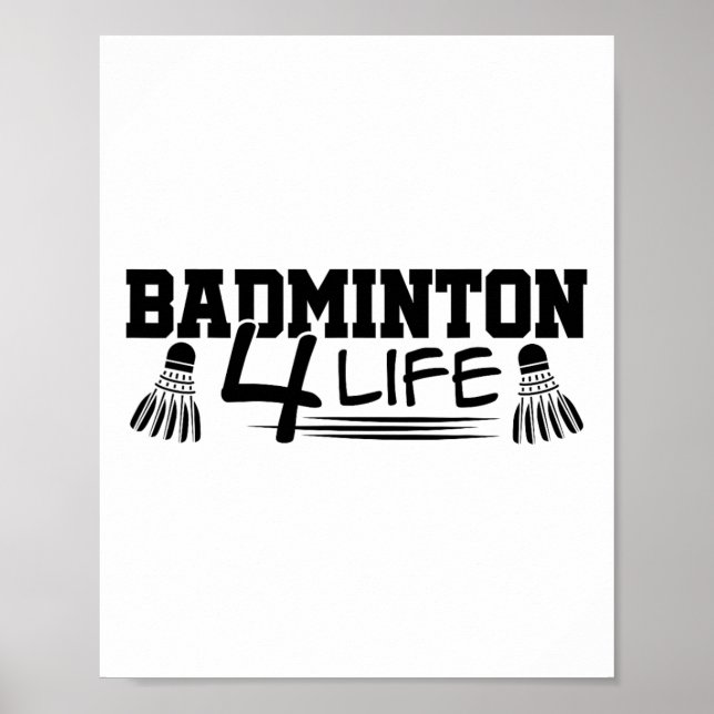 Poster Badminton 4 Life Graphic Badminton Player Shuttle (Frente)