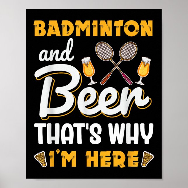 Poster Badminton And Beer Shuttle Badminton Lover  (Frente)