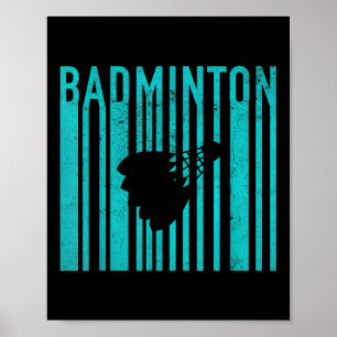 Poster Badminton Antigo - Jogador de Badminton Retro - Ba