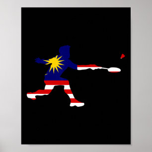Poster Badminton, Bandeira da Malásia, Racquet Shuttle Me