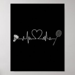 Poster Badminton Coração Batendo Badminton Engraçado 