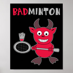Poster Badminton Devil Badminton Player Shuttle Sports Sm