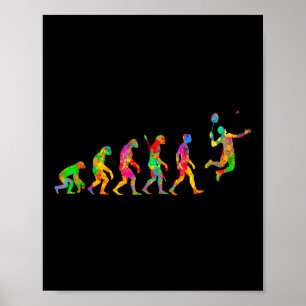 Poster Badminton Divertido Colorido Para Homens Mulheres 