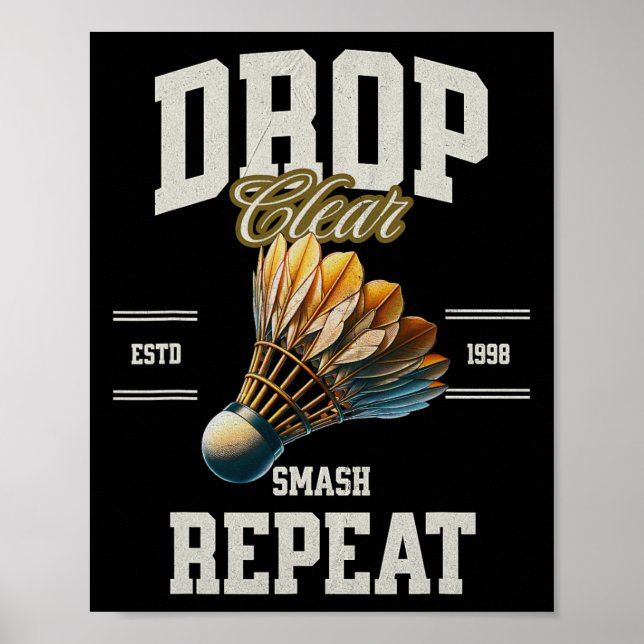 Poster Badminton Drop Clear Smash Repetir Shuttle (Frente)