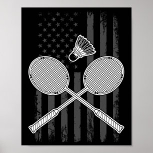 Poster Badminton E Shuttle Bandeira Americana