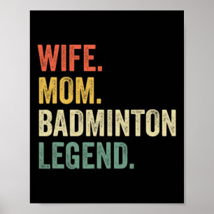 Poster Badminton Engraçado Esposa Mãe Legenda Vintage Mãe