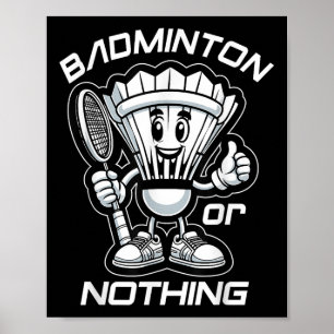 Poster Badminton Forever Cartoon Shuttle E Racket Graph