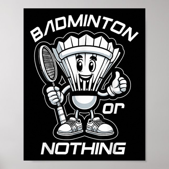 Poster Badminton Forever Cartoon Shuttle E Racket Graph (Frente)