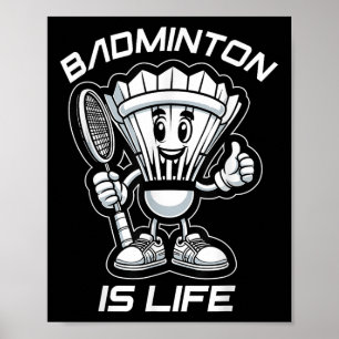 Poster Badminton Forever Cartoon Shuttle E Racket Graph