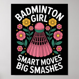 Poster Badminton Girl Shuttle Engraçado Badminton