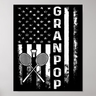 Poster Badminton Granpop American Flag Natais vintages